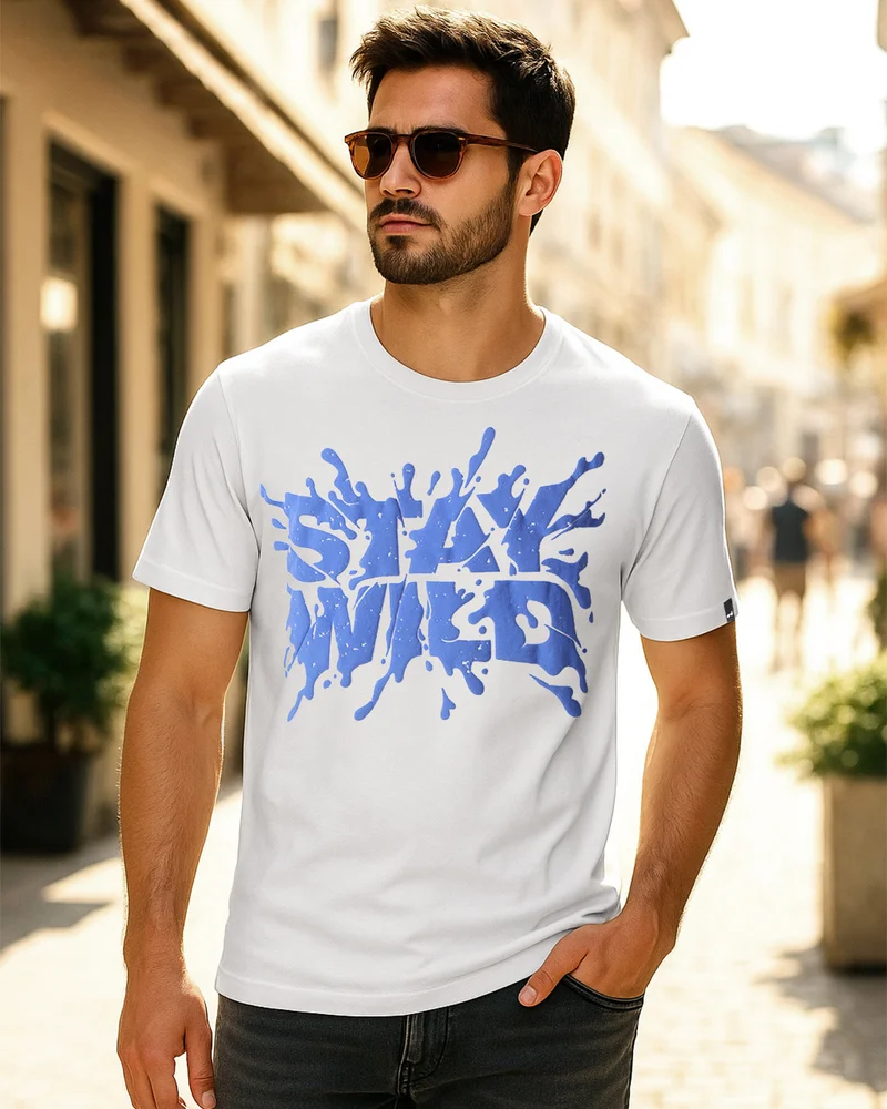 bewakoof Men's White Stay Wild Graphic Printed T-shirt